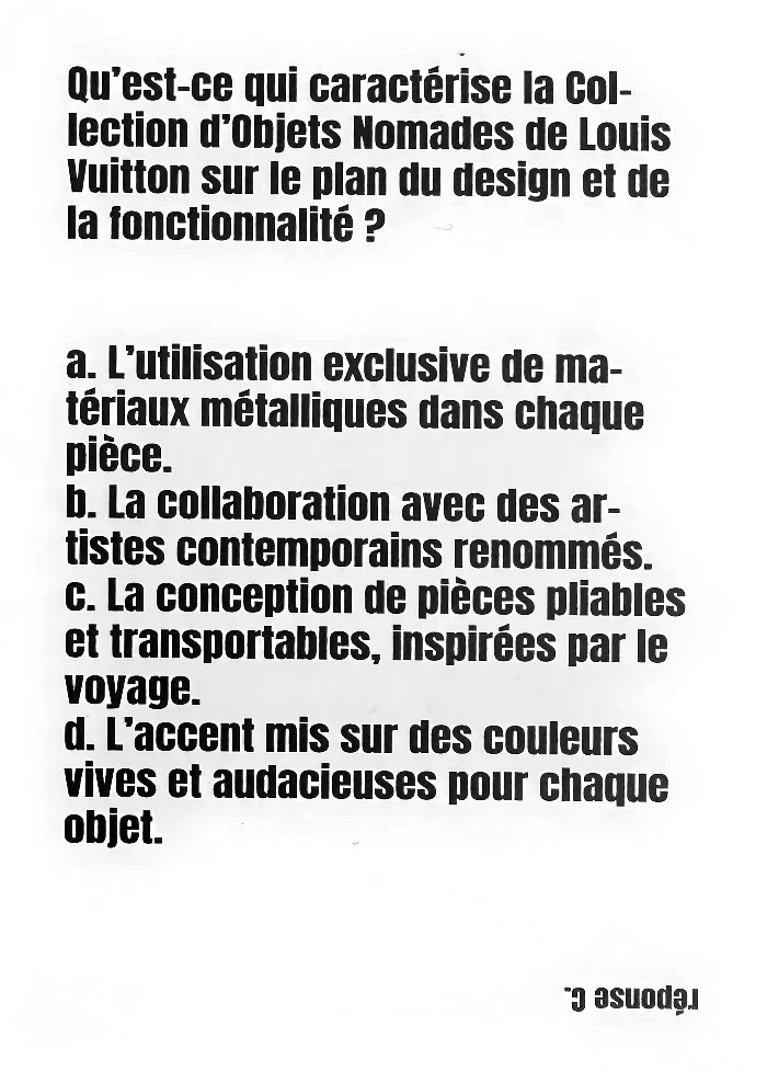 Carte réelle — question QCM sur la Collection Objets Nomades de Louis Vuitton